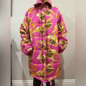 Celine vintage pink patterned pure silk/wool coat